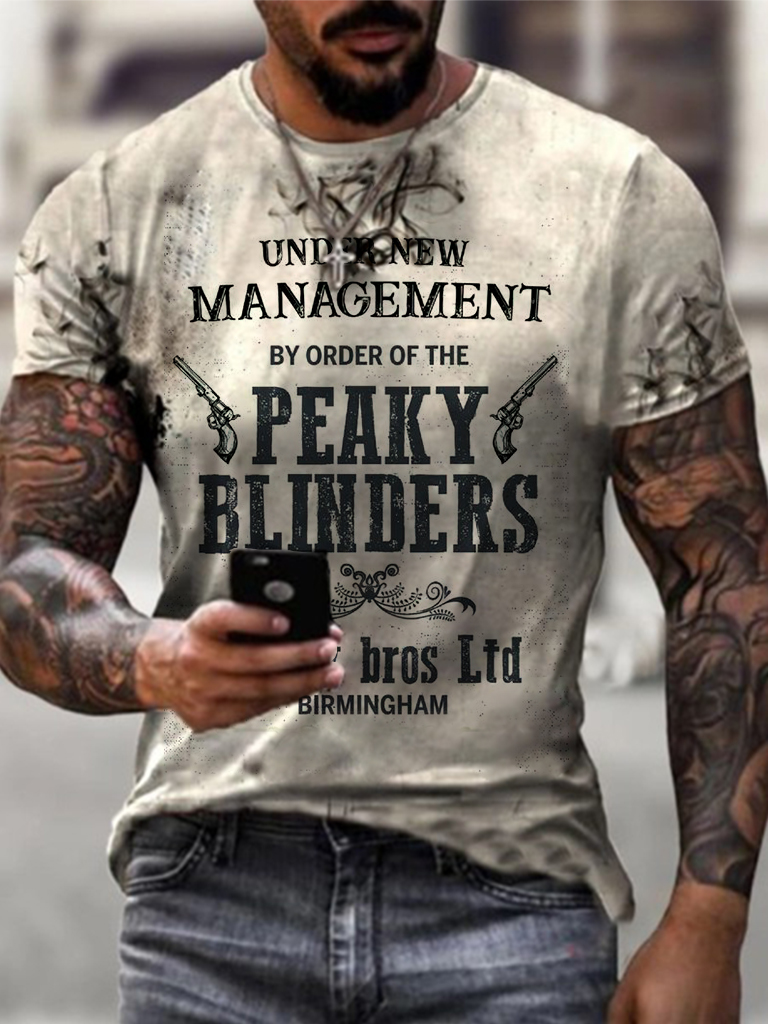 Mens Retro Peaky Blinders Chic Printed T-shirt