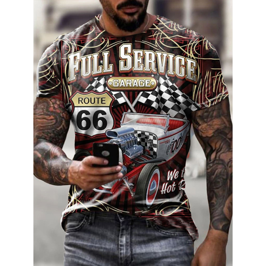 

Retro beauty service gas station print T-shirt