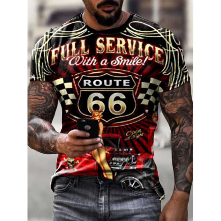 

Retro beauty service gas station print T-shirt