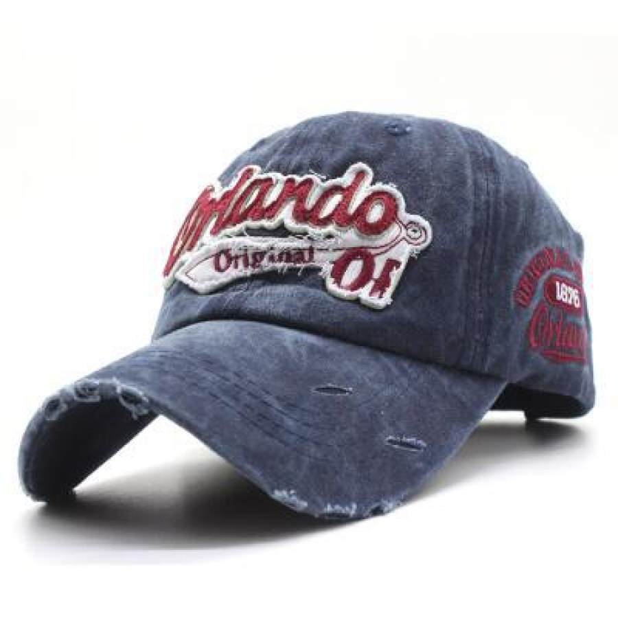 

Men's casual washed and old letter embroidery cap