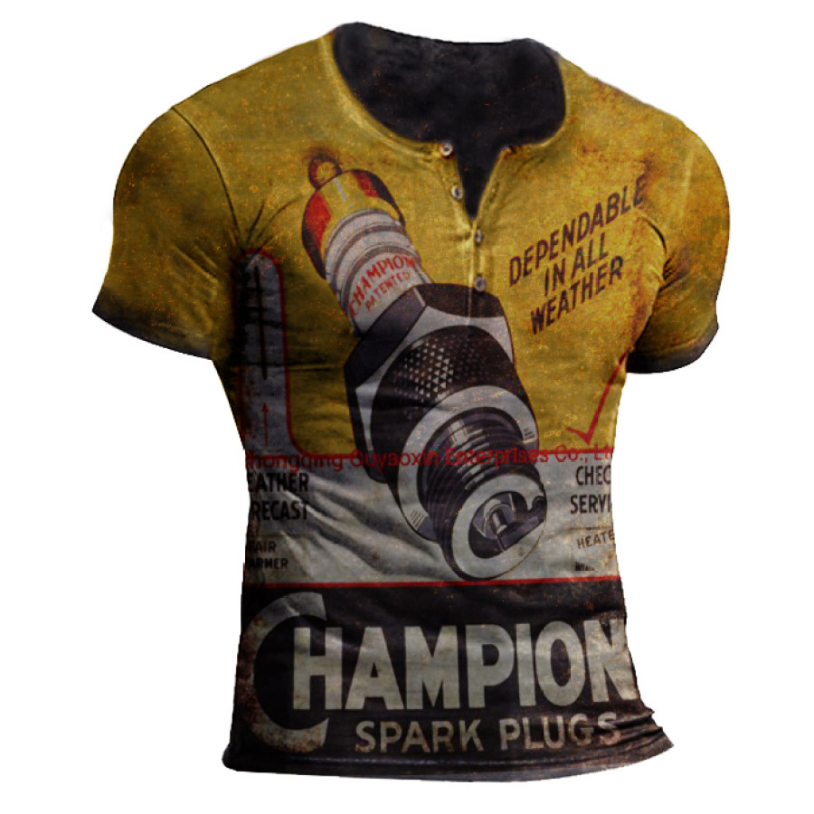 

Mens Vintage Sleeve V Neck Henley Shirts Slim Fit Casual Tee