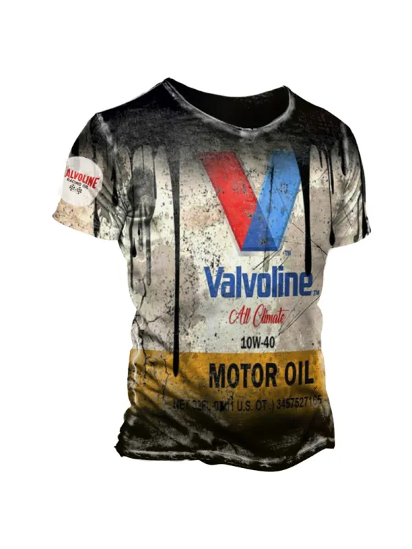 Valvoline Motor Oil race print short-sleeved T-shirt - Plazabery.chimpone.com 