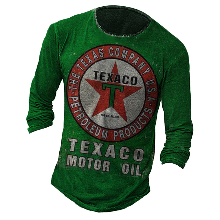 

Mens outdoor motorcycle engine oil print T-shirt