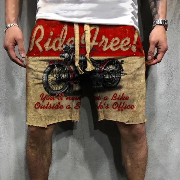 Fashion Retro Motorcycle Print Shorts - Styletaken.chimpone.com 