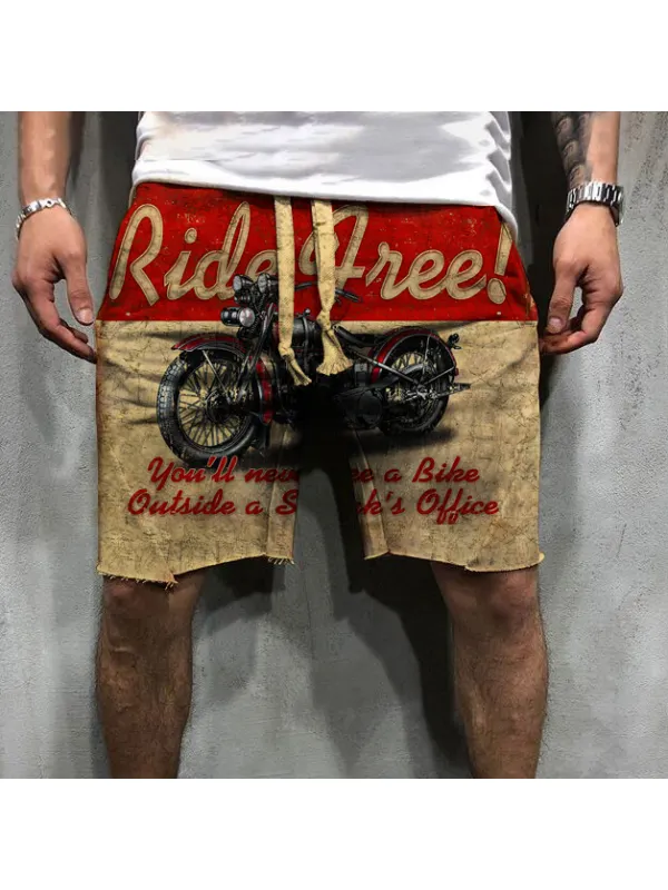Fashion Retro Motorcycle Print Shorts - Plazabery.chimpone.com 