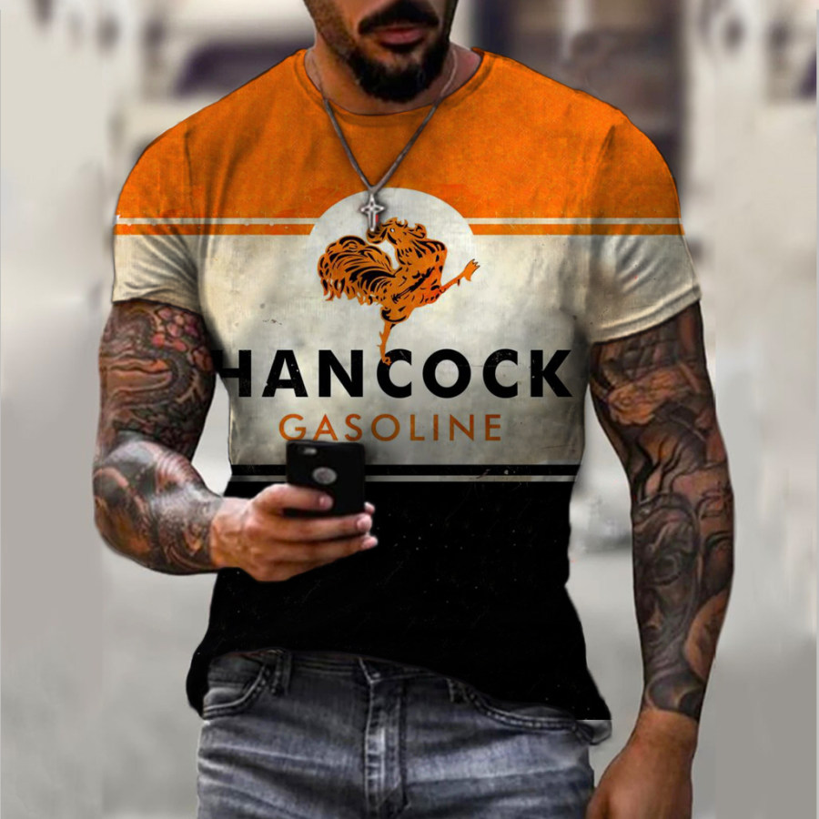 

Men's retro logo print short-sleeved T-shirt