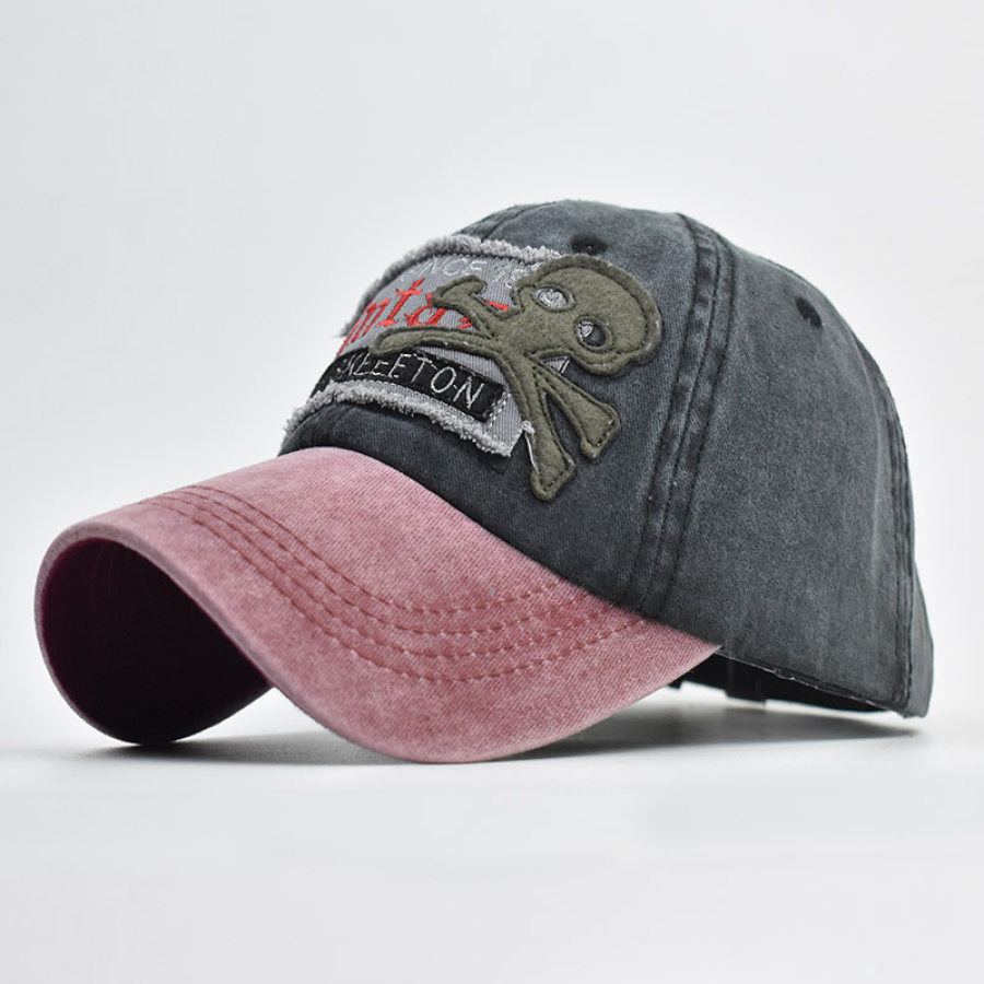 

Skull And Crossbones Washed Old Alphabet Baseball Cap
