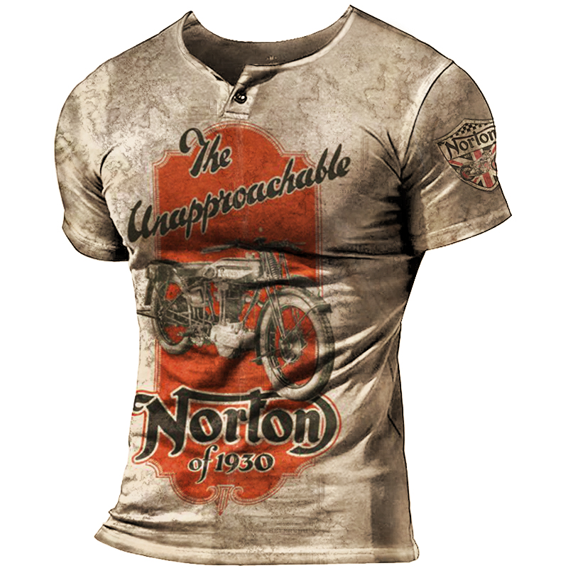 Mens Retro Norton Motorcycle Print T-shirt