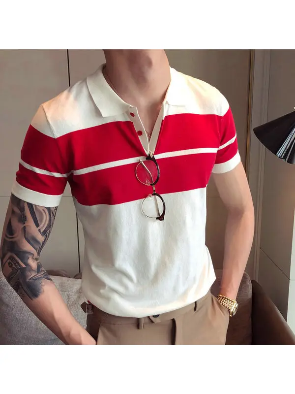 Summer patchwork POLO shirts with short sleeves - Plazabery.chimpone.com 