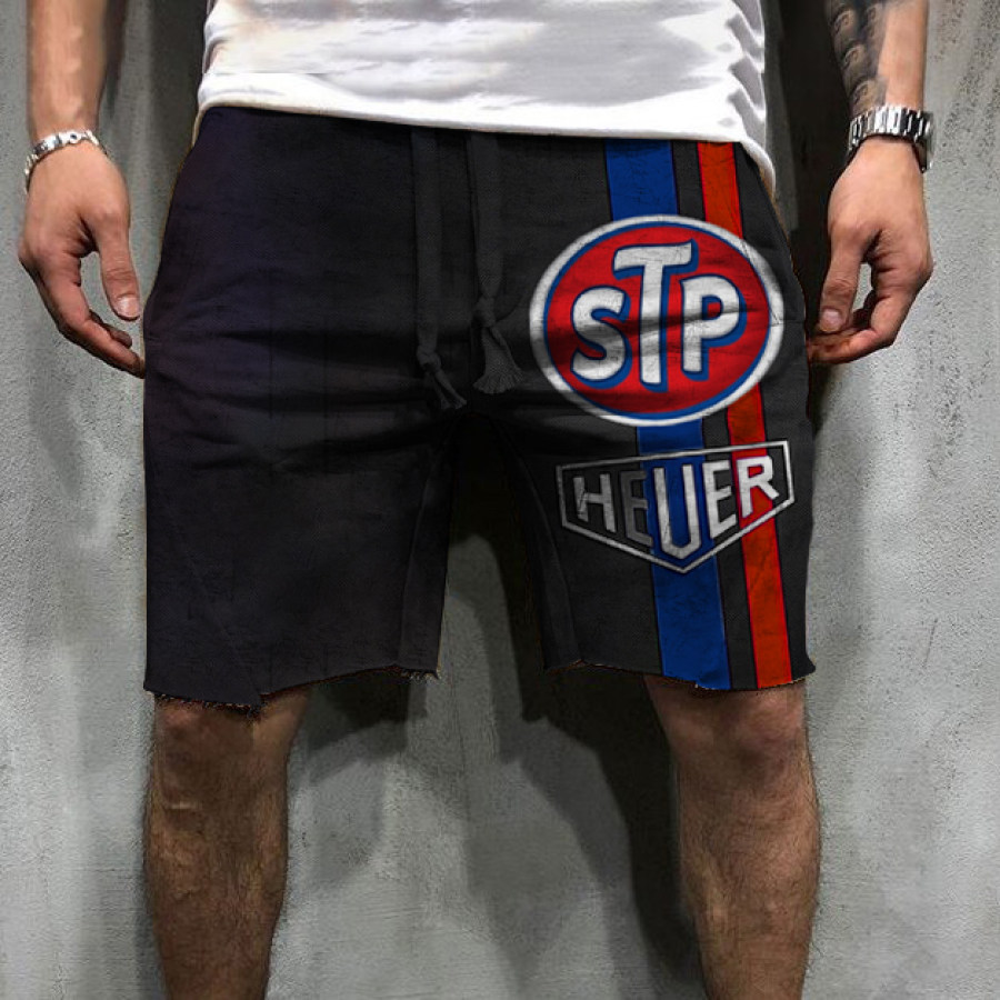 

Retro engine oil logo casual shorts