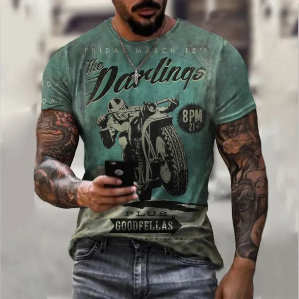 Creative Motorcycle Retro Poster Casual T-shirt - Styletaken.chimpone.com 