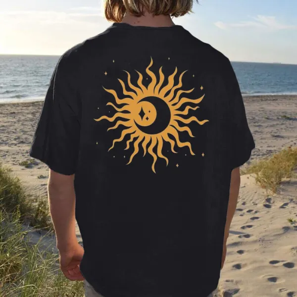 New Men Fashion Hippie Sun Print T-shirt - Mosaicnew.com 
