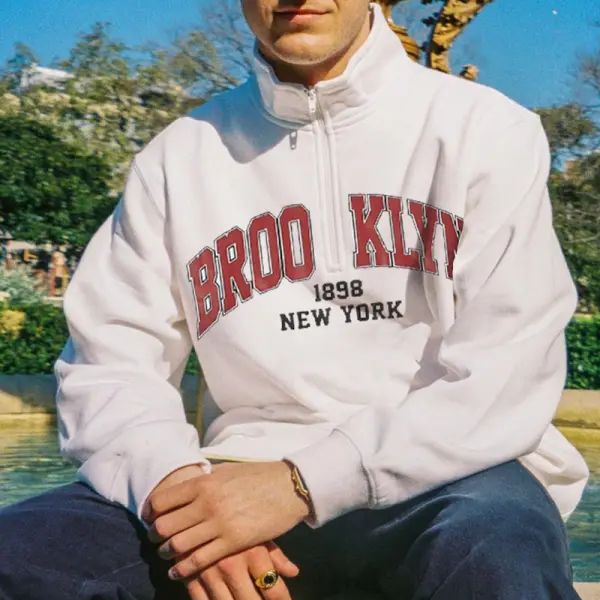 Men's Vintage Brooklyn Polo Zip Sweater - Stormnewstudio.com 