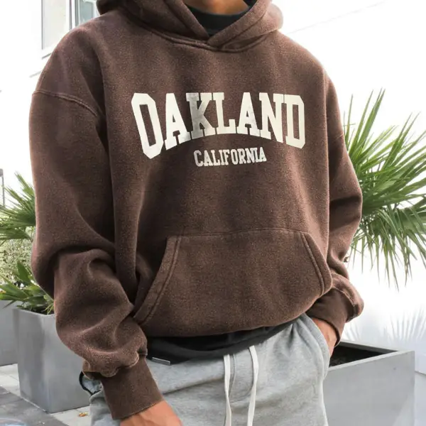 Retro men's OAKLAND casual print hoodie - Woolmind.com 