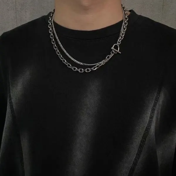 Fashionable Hip-hop One-button Double Necklace - Yiyistories.com 