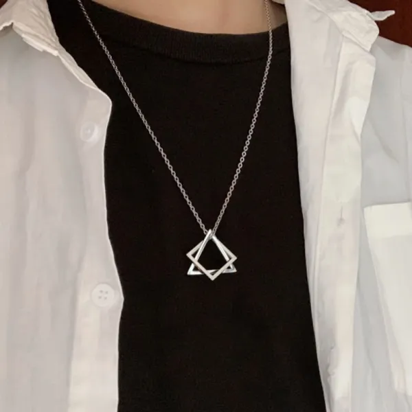 Stylish Geometric Triangle Hip Hop Necklace - Menilyshop.com 