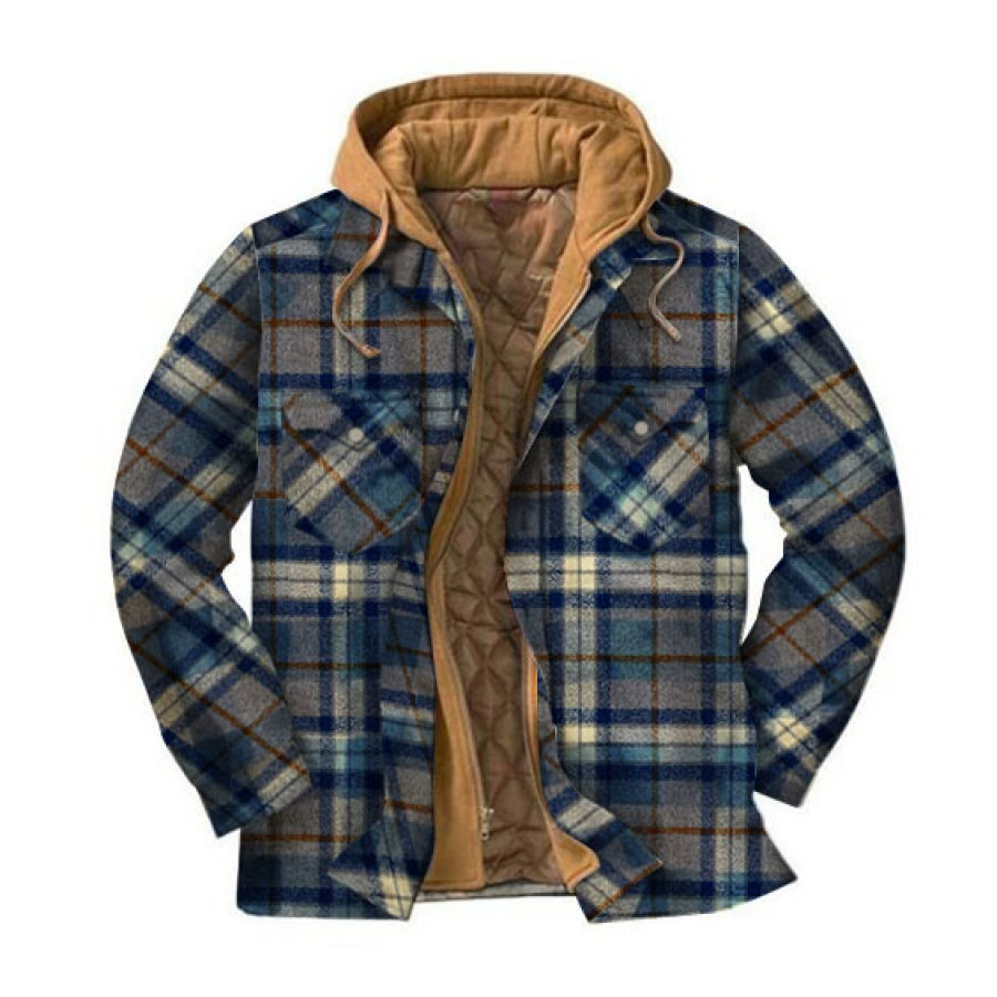 

Mens Winter Plaid Thick Casual Jacket