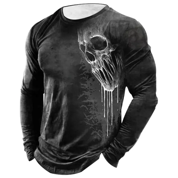 Men's Outdoor Retro Skull Head Comfortable T-Shirt - Enocher.com 