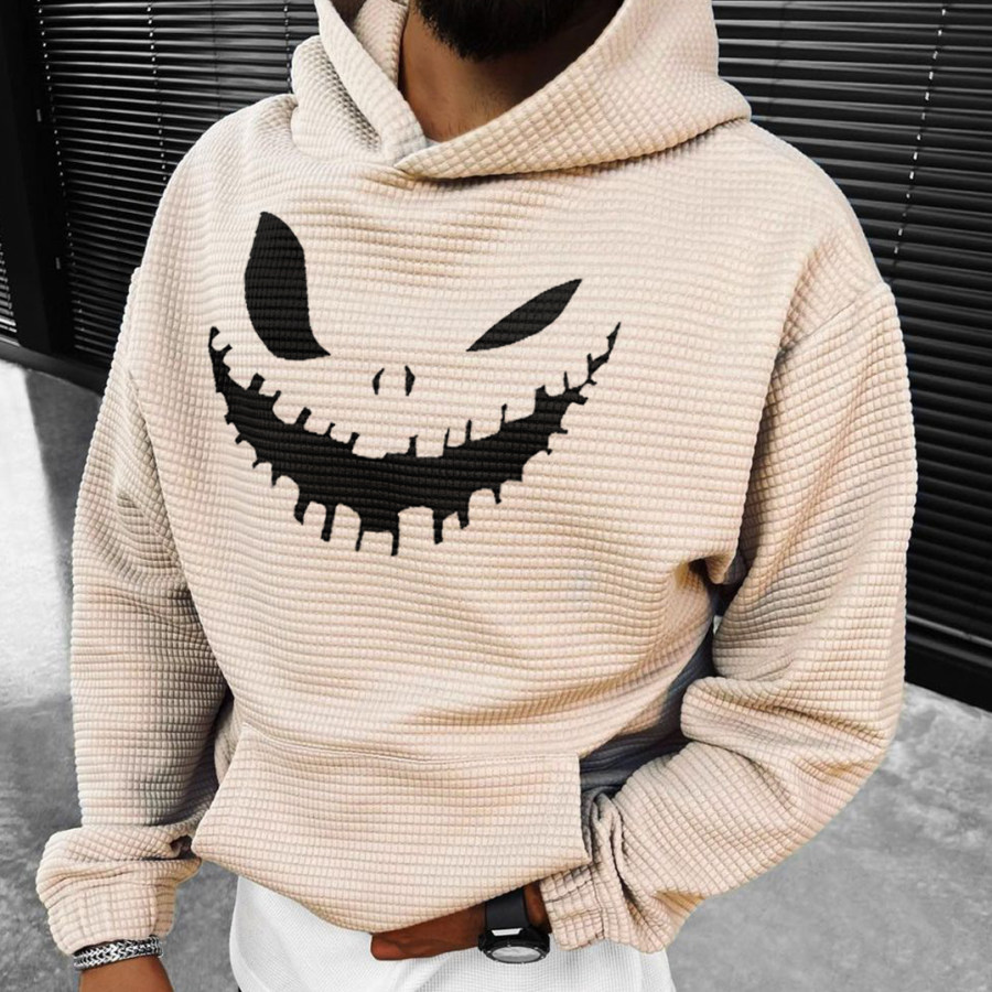 

Sweat à Capuche Halloween Smiley Imprimé Décontracté Surdimensionné Pour Homme