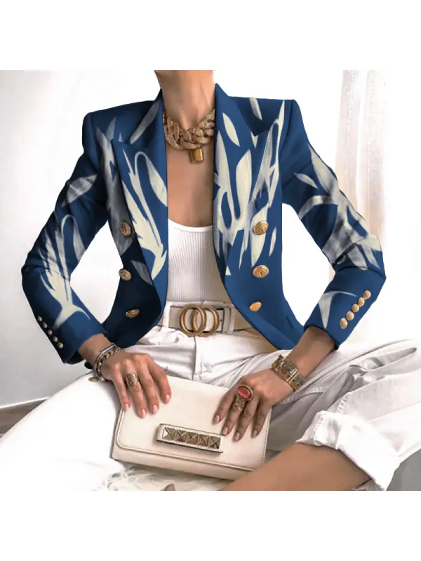 Fashion Casual Double-breasted Design Printed Suit - Knowsan.com 