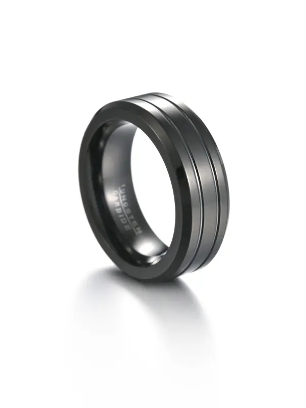 Simple tungsten steel ring temperament men's tungsten gold ring - Oasisjoy.com 