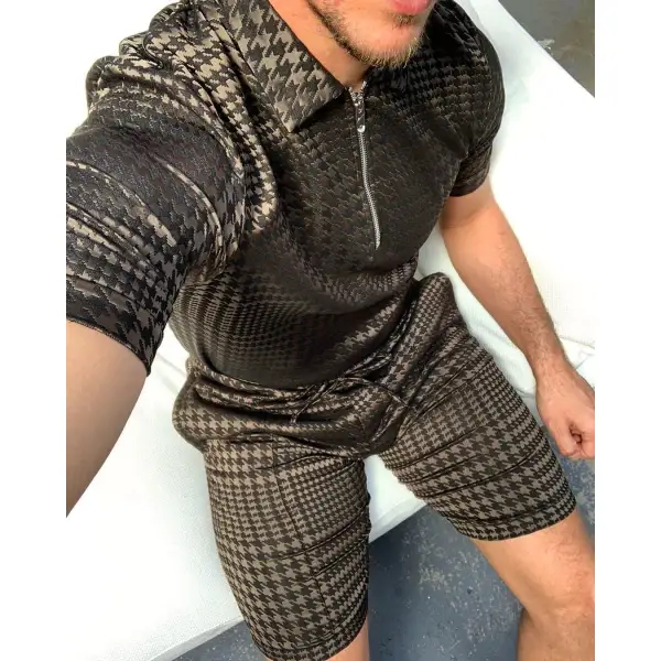 Houndstooth casual polo shirt suit - Woolmind.com 
