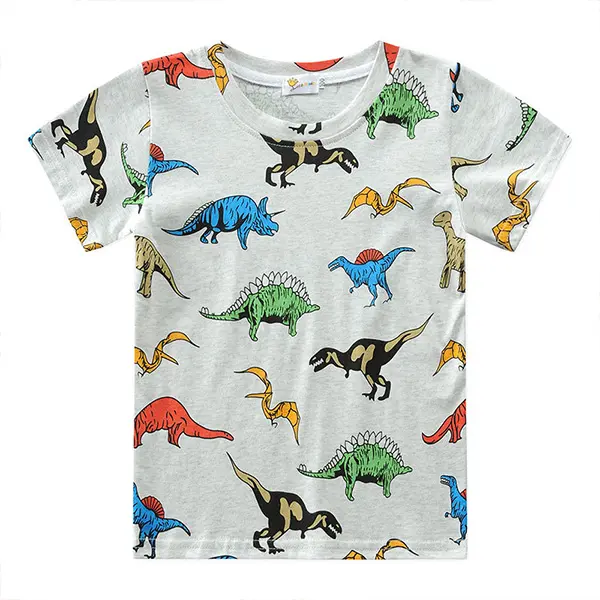 【18M-9Y】Boys Dinosaur Print Short Sleeve T-shirt - Popopiestyle.com 