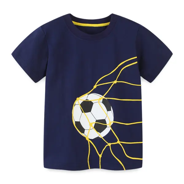 【18M-7Y】Boys Football Print Short Sleeve T-shirt - Popopiestyle.com 