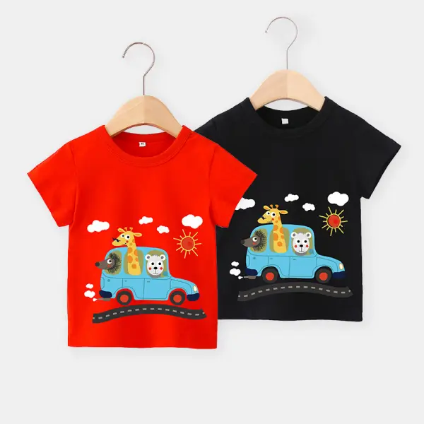 【12M-7Y】Boys Cartoon Print Short Sleeve T-shirt - Popopiestyle.com 