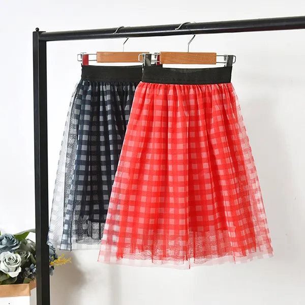 【18M-11Y】Girls' Plaid Mesh Skirt - Popopiestyle.com 