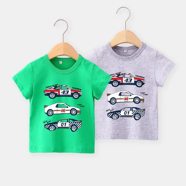 【18M-7Y】Boys Cartoon Print Short Sleeve T-shirt - Popopiestyle.com 