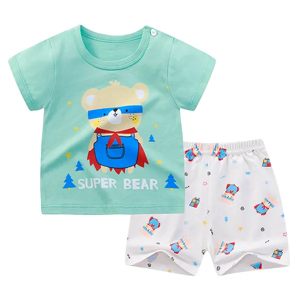 【12M-7Y】Boys Cartoon Print Short Sleeve Two-piece Suit - Popopiestyle.com 