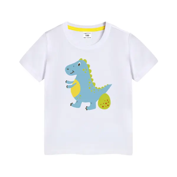 【3Y-11Y】Boys Dinosaur Print Short Sleeve T-shirt - Popopiestyle.com 