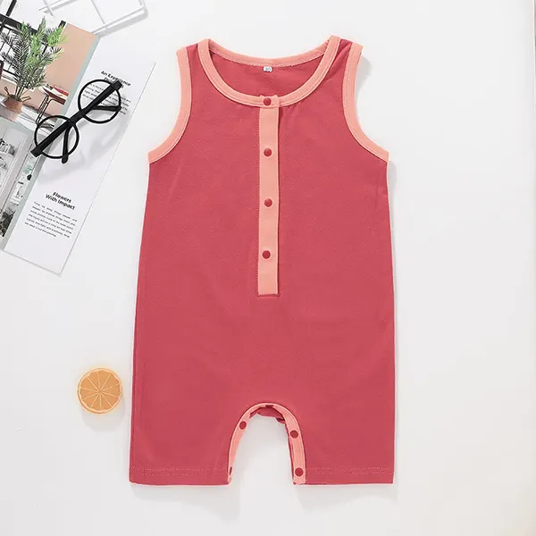 【3M-3Y】Baby Boy Round Neck Sleeveless Solid Color Vest Bodysuit - Popopiestyle.com 