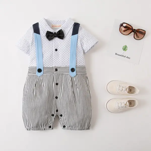 【6M-3Y】Boys Short-sleeved British Style Jumpsuit Fake - Popopiestyle.com 