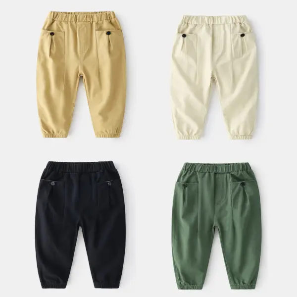 【18M-7Y】Boys Solid Casual Trousers - Popopiestyle.com 