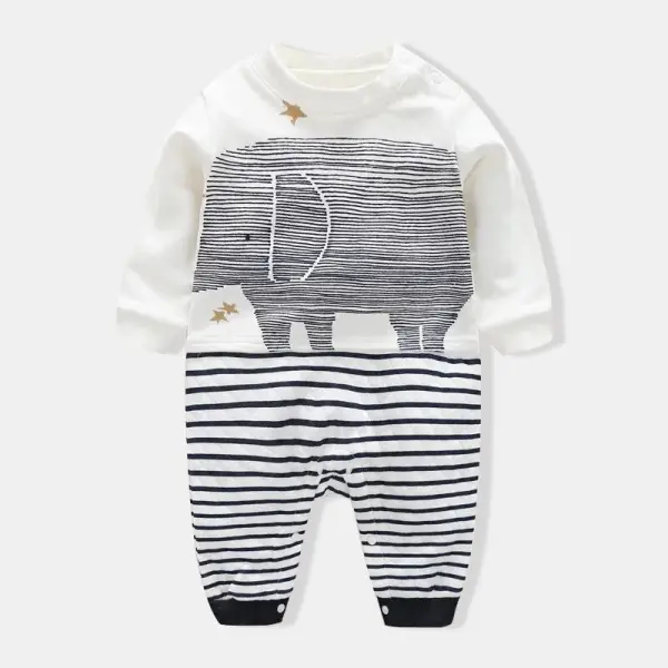 【6M-3Y】Baby Elephant Print One Piece Jumpsuit - Popopiestyle.com 