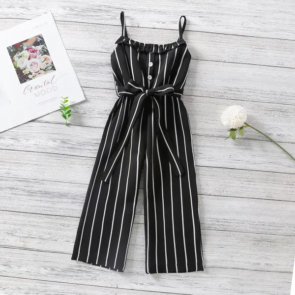 【18M-7Y】Girls Suspenders Striped Waist Jumpsuit - Popopiestyle.com 