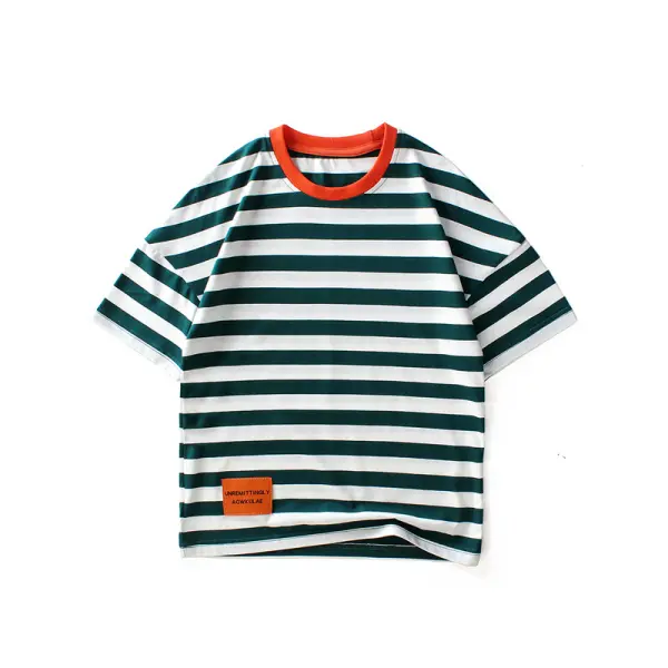 【4Y-13Y】Boys Striped Short Sleeve T-shirt - Popopiestyle.com 