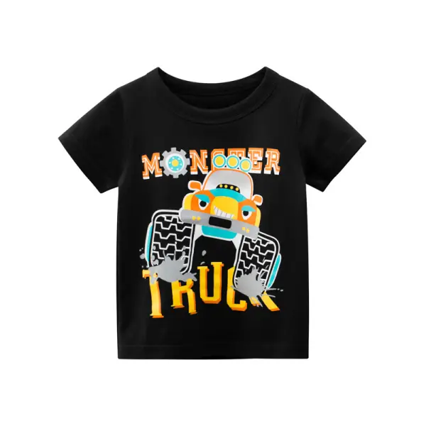 【18M-9Y】Boys Cartoon Print Short Sleeve T-shirt - Popopiestyle.com 