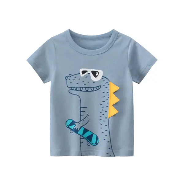 【18M-9Y】Boys Cartoon Print Short Sleeve T-shirt - Popopiestyle.com 