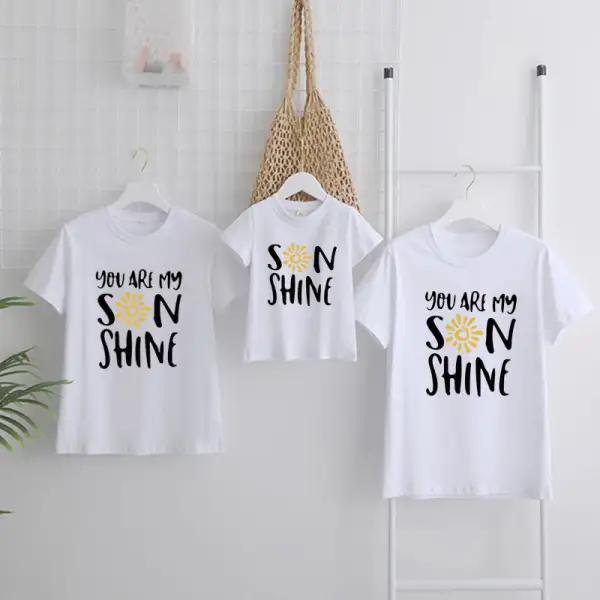 Casual Letter Print Round Neck Short-Sleeved T-Shirt Family Matching Outfits - Popopiestyle.com 