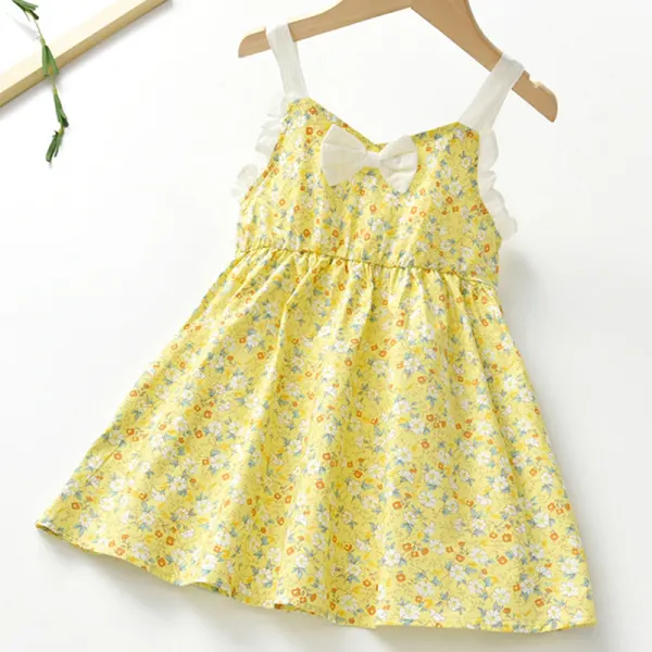 【18M-7Y】Girls Sweet Floral Sling Dress - Popopiestyle.com 