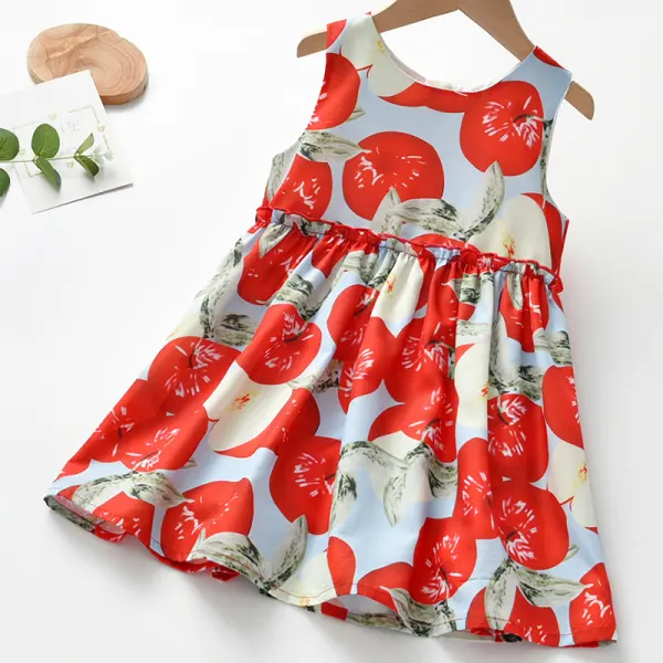 【18M-7Y】Girl Sweet Red Floral Sleeveless Dress - Popopiestyle.com 