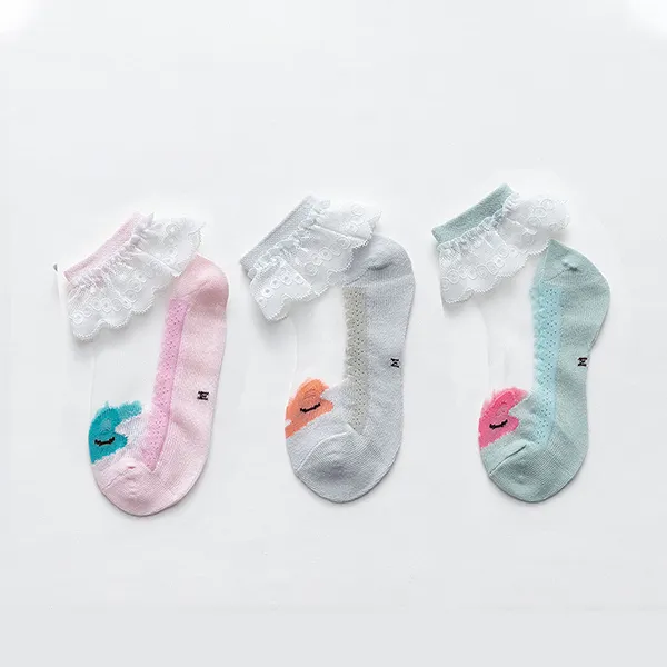 Girls Glass Silk Lace Cartoon Socks - Popopiestyle.com 