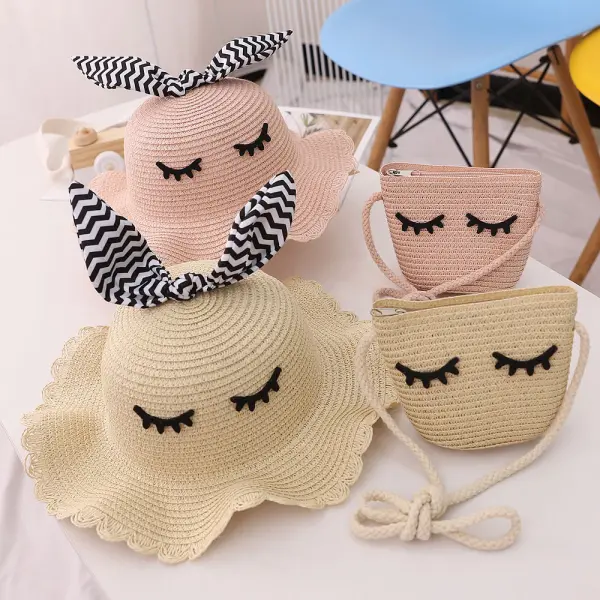 Sweet Cartoon Embroidery Hat and Bag Set - Popopiestyle.com 
