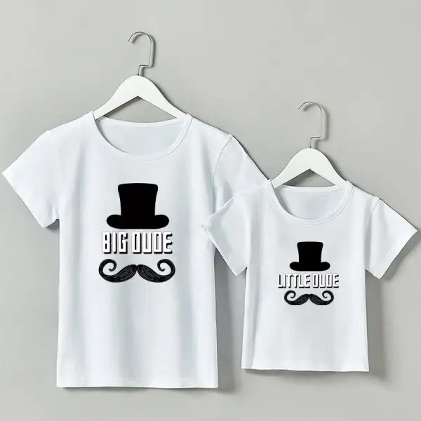 Cartoon Print Round Neck Short Sleeve Dad and Son Matching T-shirt - Popopiestyle.com 