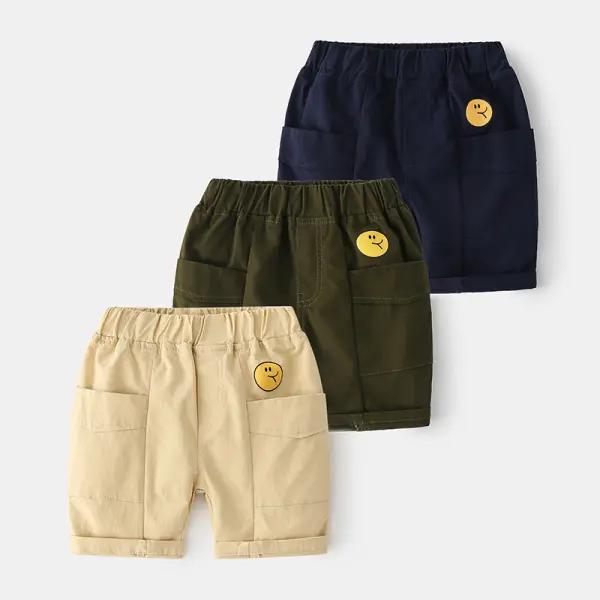 【2Y-9Y】Boys' Big Pockets Decorated Trendy Five-quarter Pants - Popopiestyle.com 