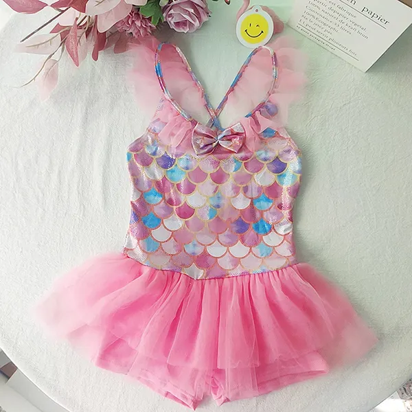 【2Y-5Y】Girls Princess Veil Swimsuit - Popopiestyle.com 