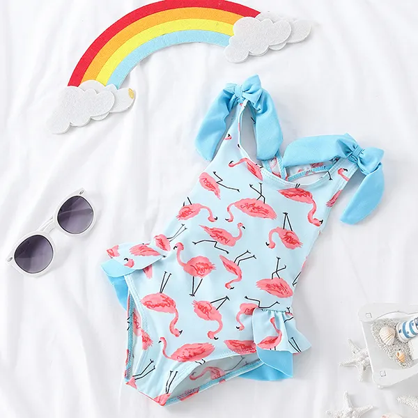 【18M-4Y】Girls' Flamingo One-piece Swimsuit - Popopiestyle.com 